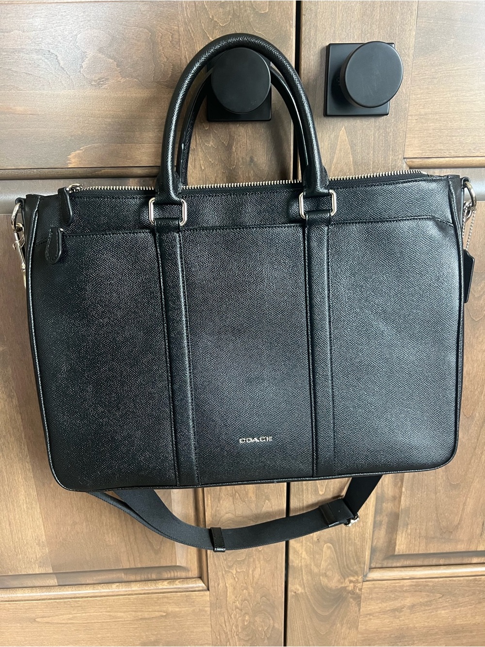 Coach Metropolitan Black Leather Laptop Briefcase with Shoulder Strap